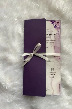 Strightcut purple card with bow(8x4)