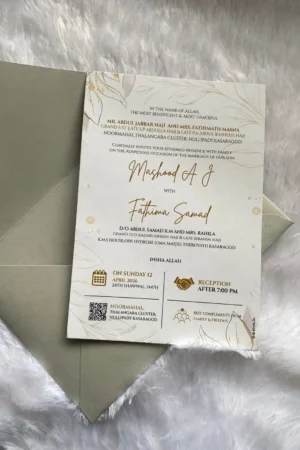 Grey color envelope with digital card and round sticker.