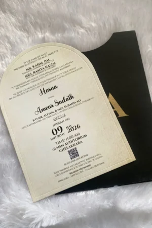Arch shape card and black color cover.