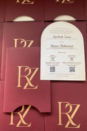 Arch shape card with maroon cover